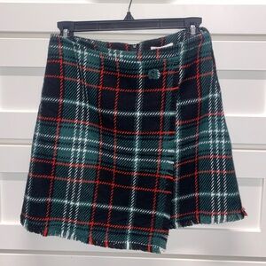 Gianni Bini Green and Red Asymmetrical A-Line Mini Skirt